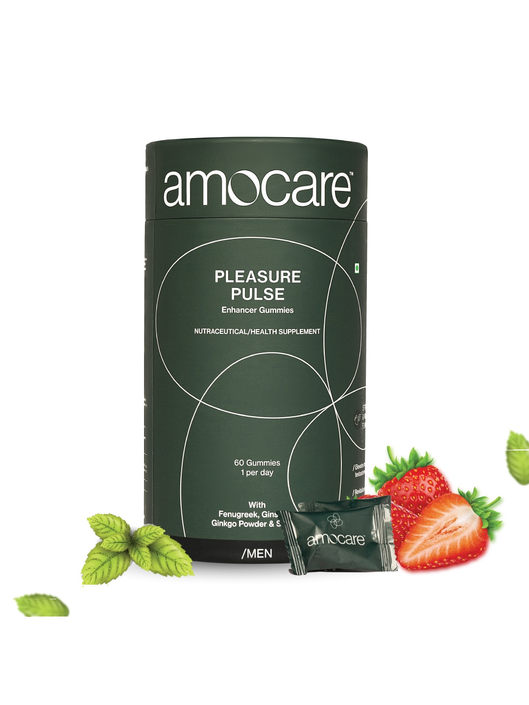 

Amocare Private Limited Pleasure Pulse Enhancer Gummies - 60 Gummies, Green