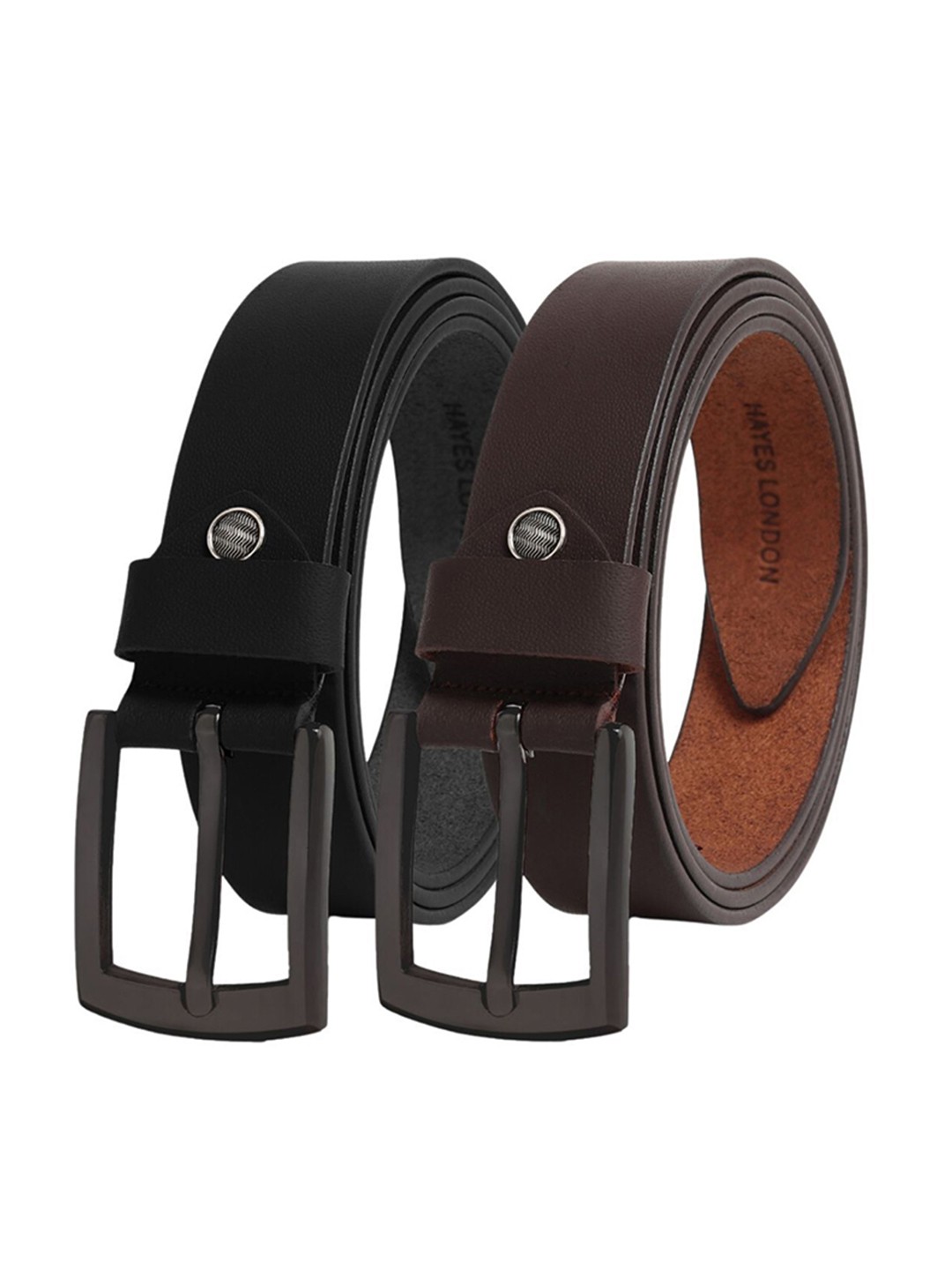 

Hayes London Men Leather Belts Combo Pack of 2 Stylish Genuine Formal Belt, Brown