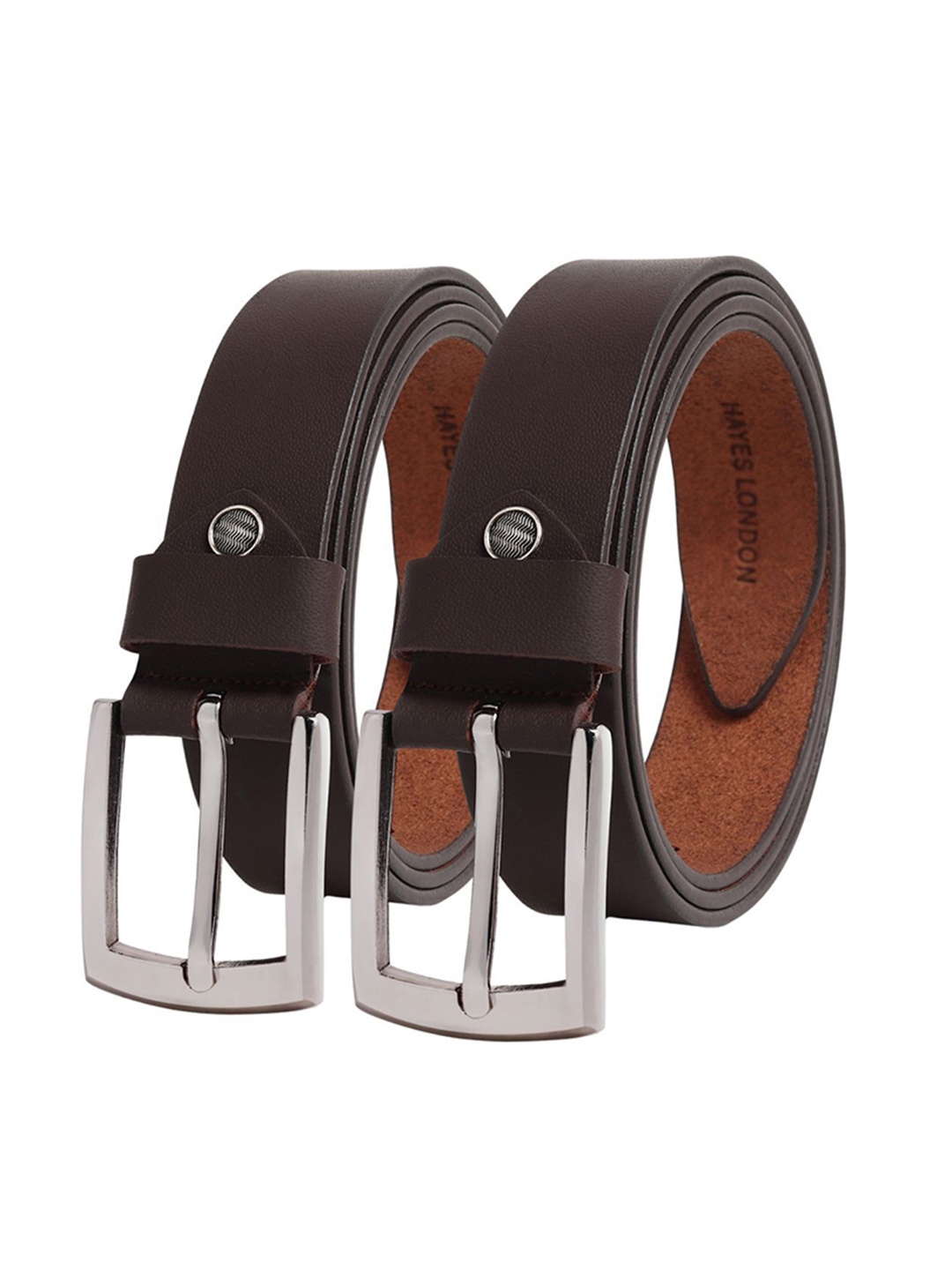 

Hayes London Men Leather Belts Combo Pack of 2 Stylish Genuine Formal Belt, Brown