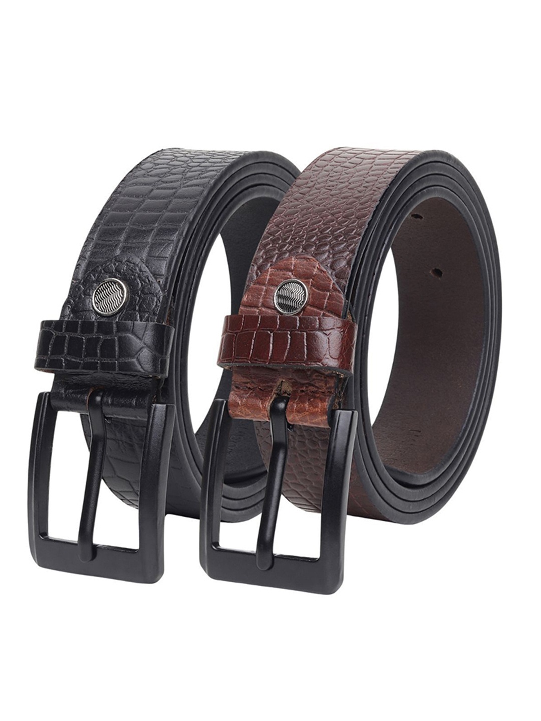 

Hayes London Men Leather Belts Combo Pack of 2 Stylish Genuine Formal Belt, Black