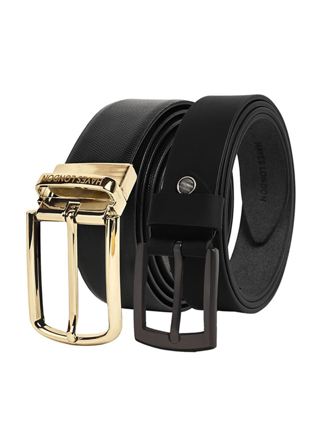 

Hayes London Men Formal Belts Combo Pack of 2 Premium Genuine Leather Belt, Gold