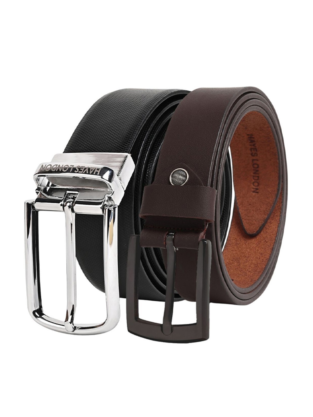 

Hayes London Men Formal Belts Combo Pack of 2 Premium Genuine Leather Belt, Black