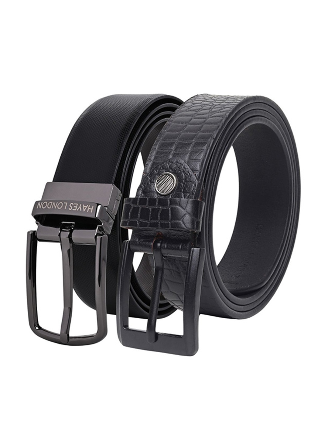 

Hayes London Men Formal Belts Combo Pack of 2 Premium Genuine Leather Belt, Grey