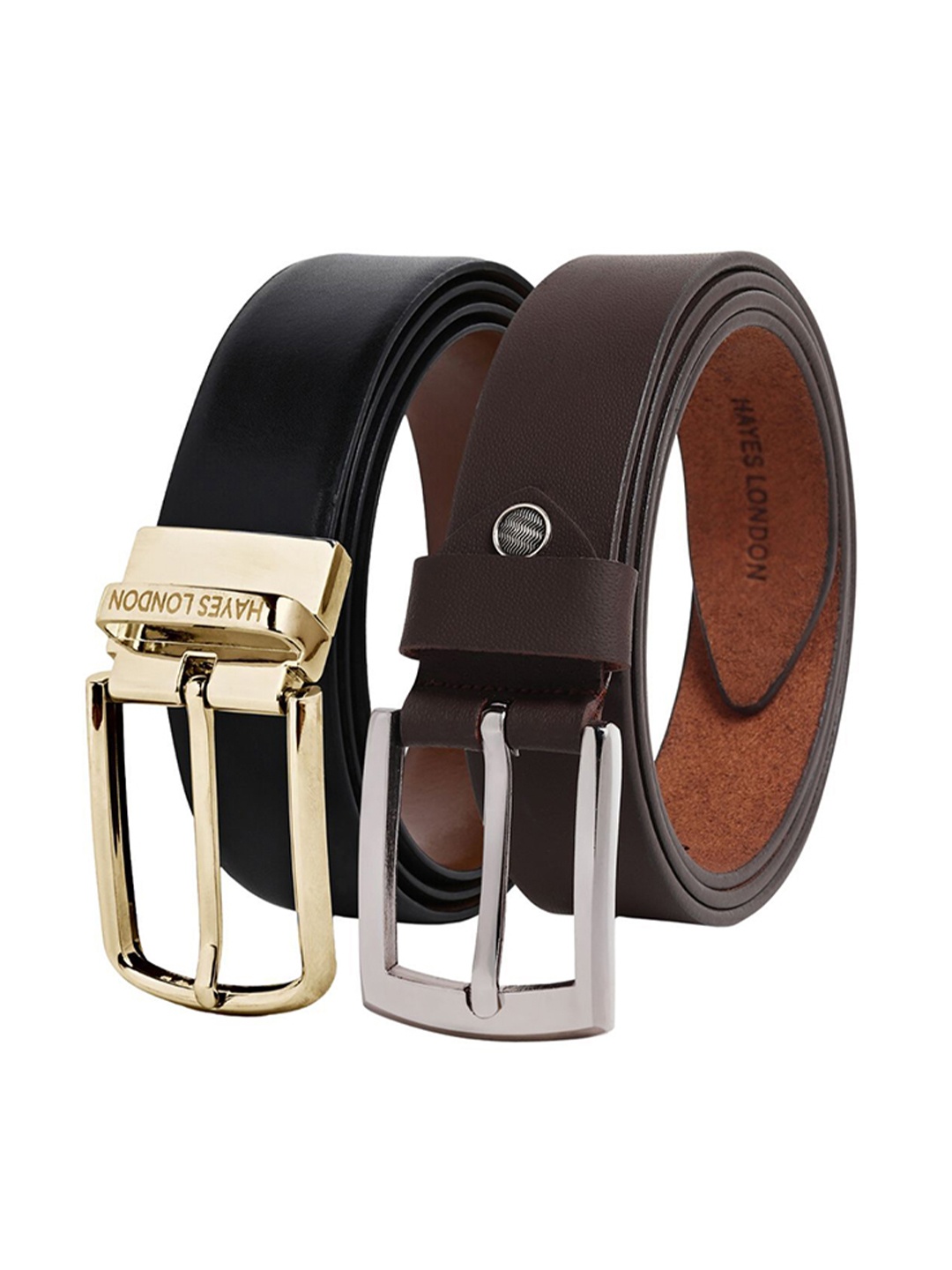 

Hayes London Men Formal Belts Combo Pack of 2 Premium Genuine Leather Belt, Gold