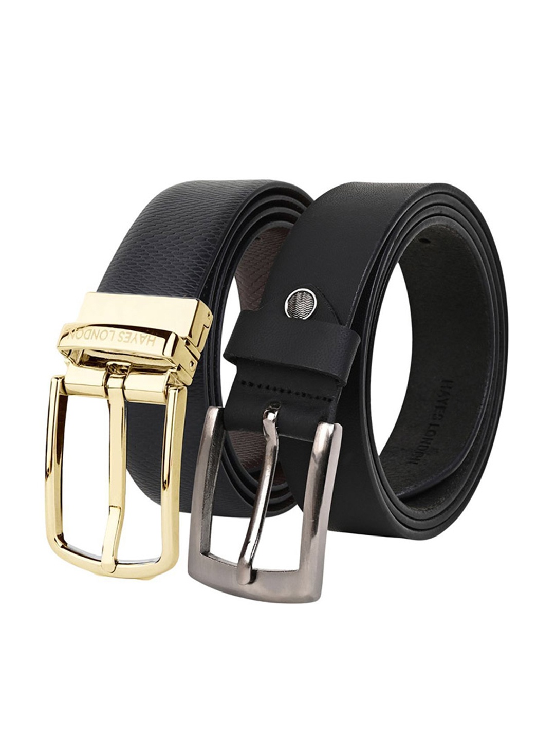 

Hayes London Men Formal Belts Combo Pack of 2 Premium Genuine Leather Belt, Black