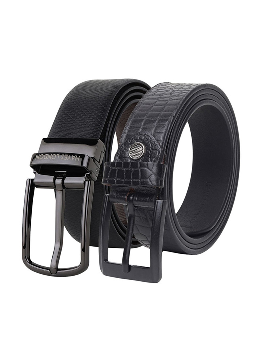 

Hayes London Men Formal Belts Combo Pack of 2 Premium Genuine Leather Belt, Grey