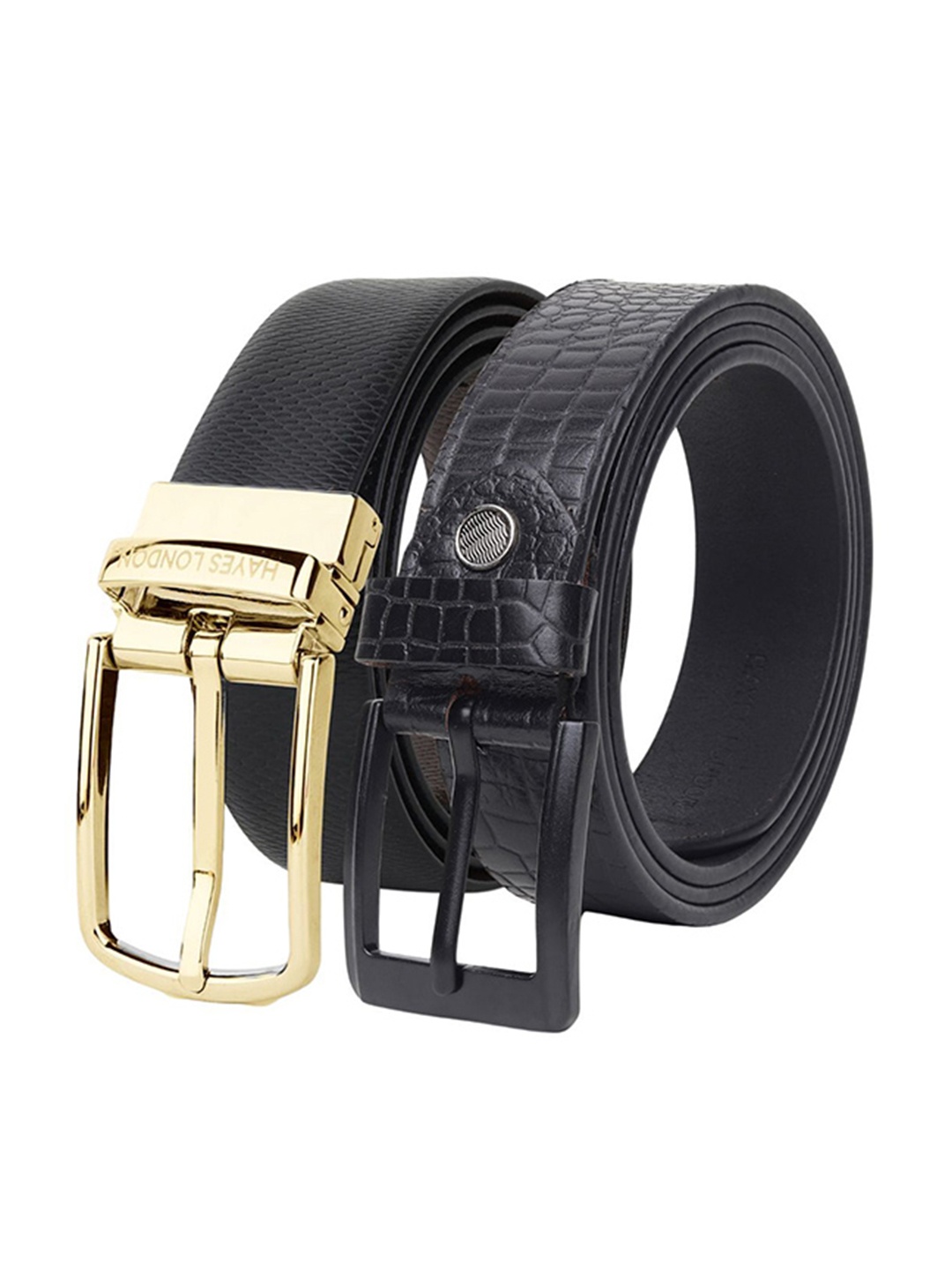 

Hayes London Men Pack Of 2 Textured Leather Reversible Formal Belt, Gold