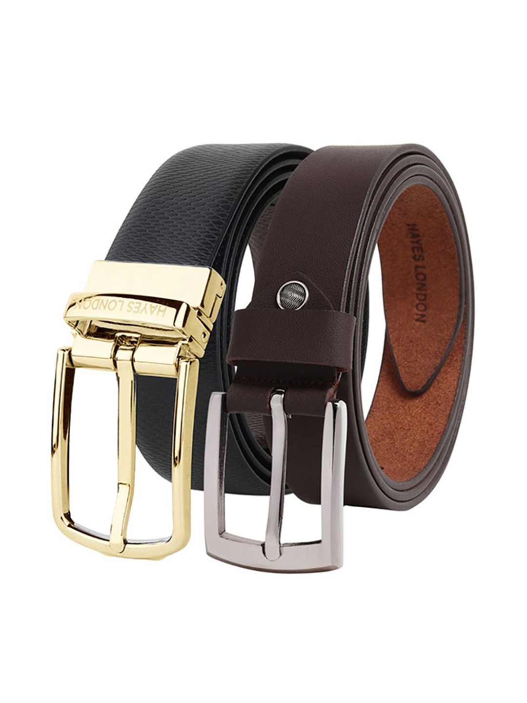 

Hayes London Men Formal Belts Combo Pack of 2 Premium Genuine Leather Belt, Black