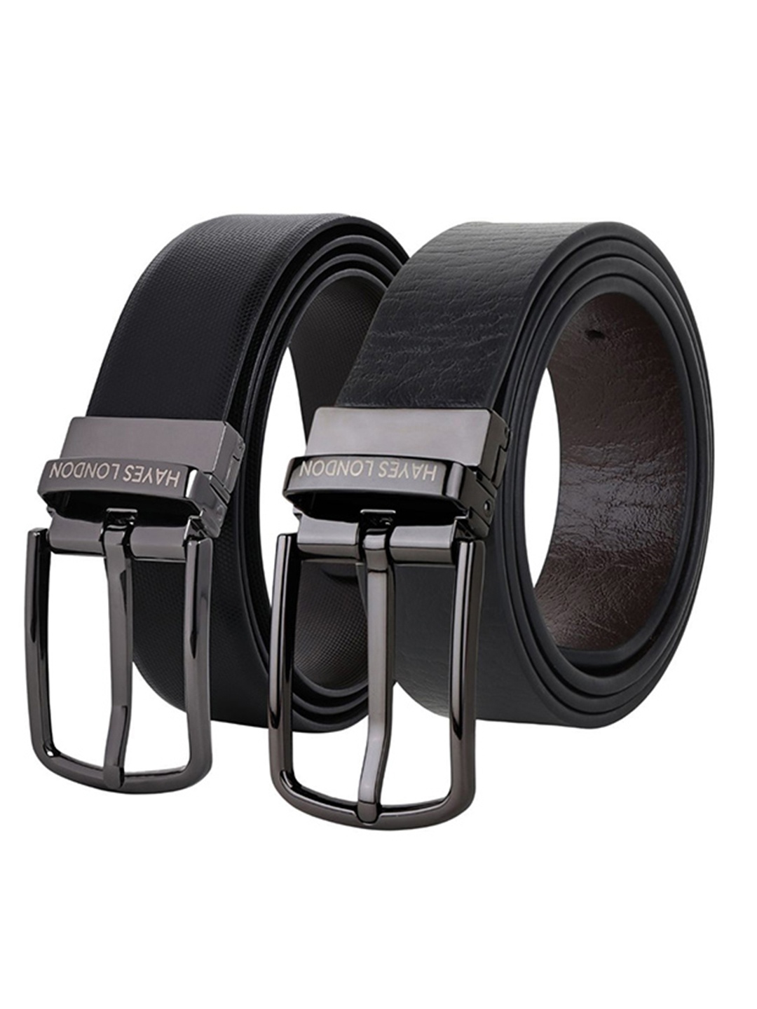 

Hayes London Men Leather Belts Combo Pack Of 2 Genuine Premium Reversible Formal Belt, Grey