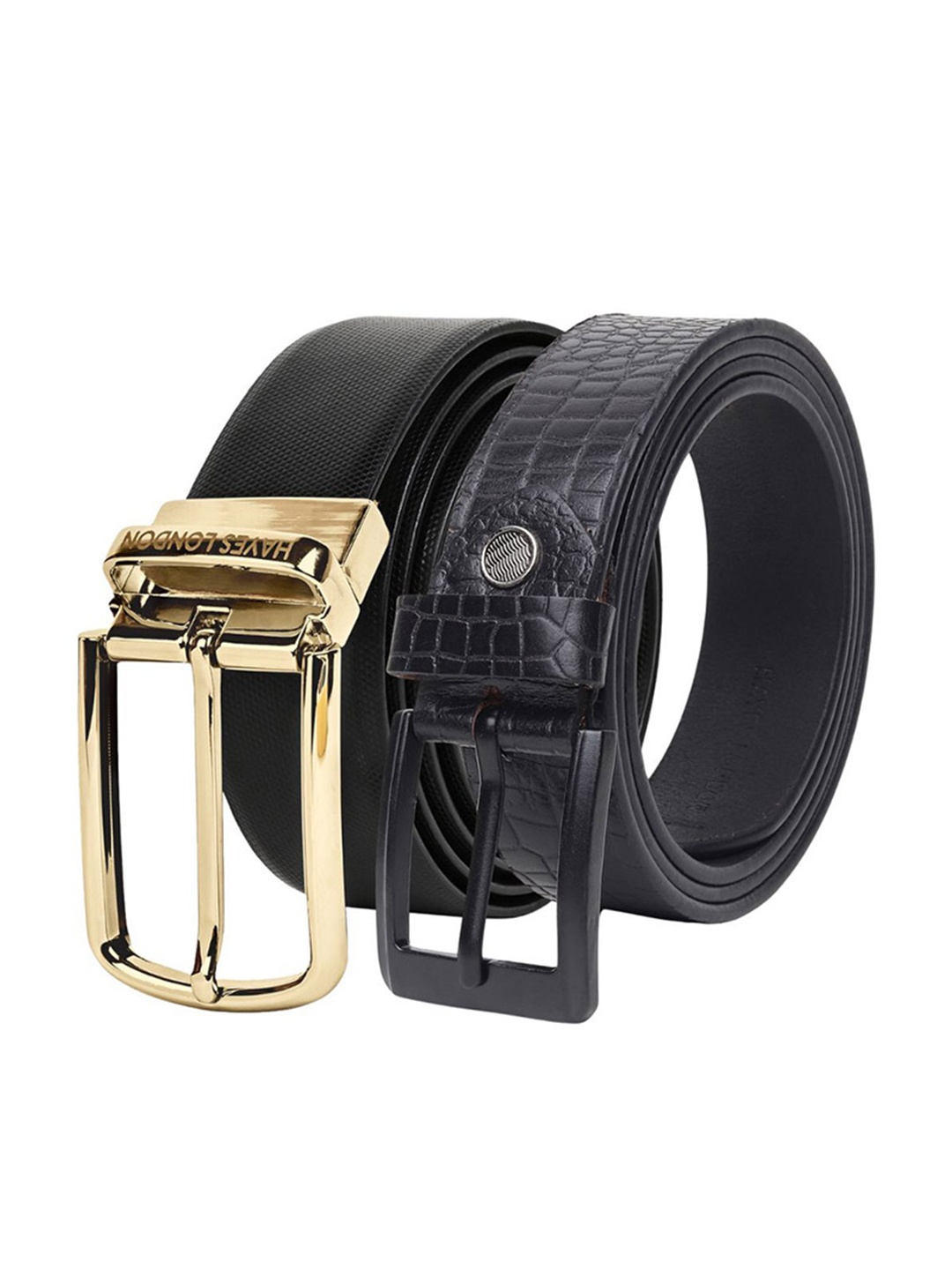 

Hayes London Men Formal Belts Combo Pack of 2 Premium Genuine Leather Belt, Black