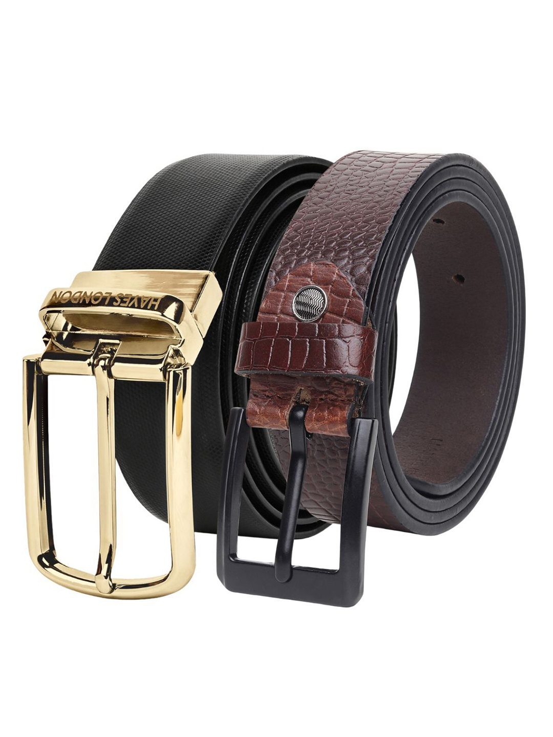 

Hayes London Men Formal Belts Combo Pack of 2 Premium Genuine Leather Belt, Gold