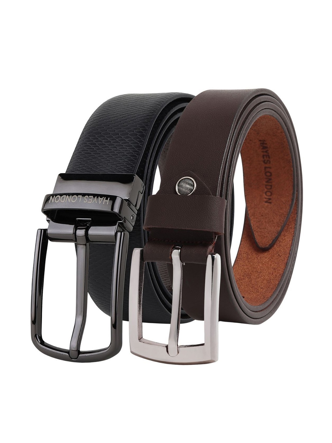 

Hayes London Men Formal Belts Combo Pack of 2 Premium Genuine Leather Belt, Grey