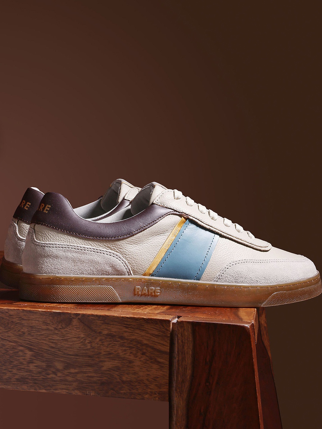

RARE RABBIT Men Leather Lace-Up Sneakers, Grey