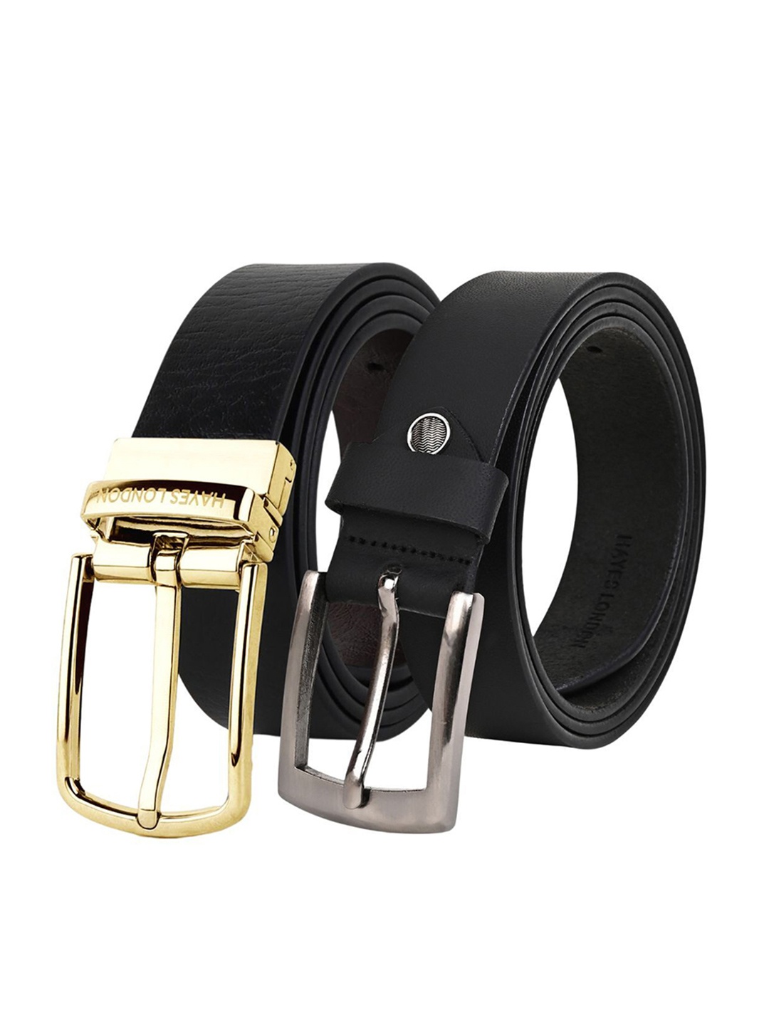 

Hayes London Men Formal Belts Combo Pack of 2 Premium Genuine Leather Belt, Black