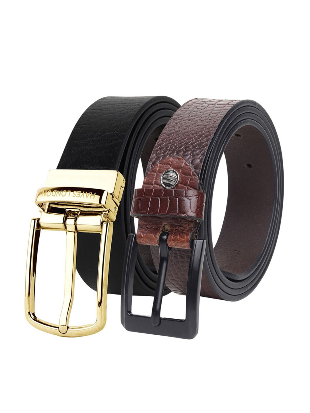 

Hayes London Men Pack Of 2 Leather Reversible Formal Belt, Gold