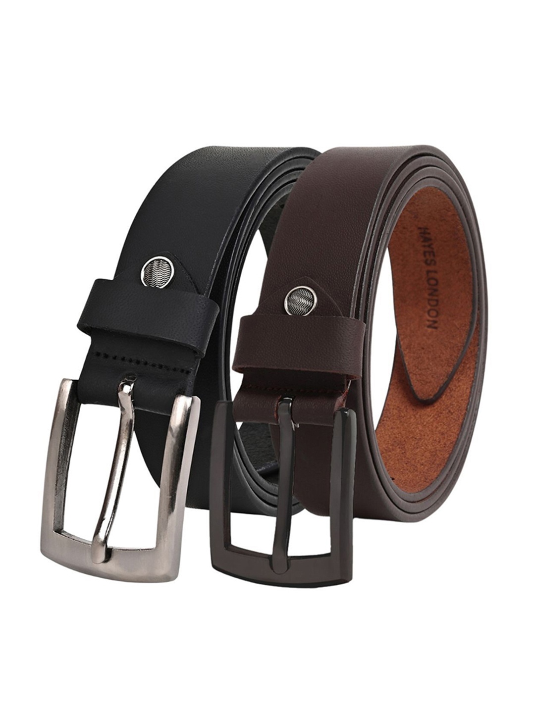 

Hayes London Men Formal Belts Combo Pack of 2 Premium Genuine Leather Belt, Black