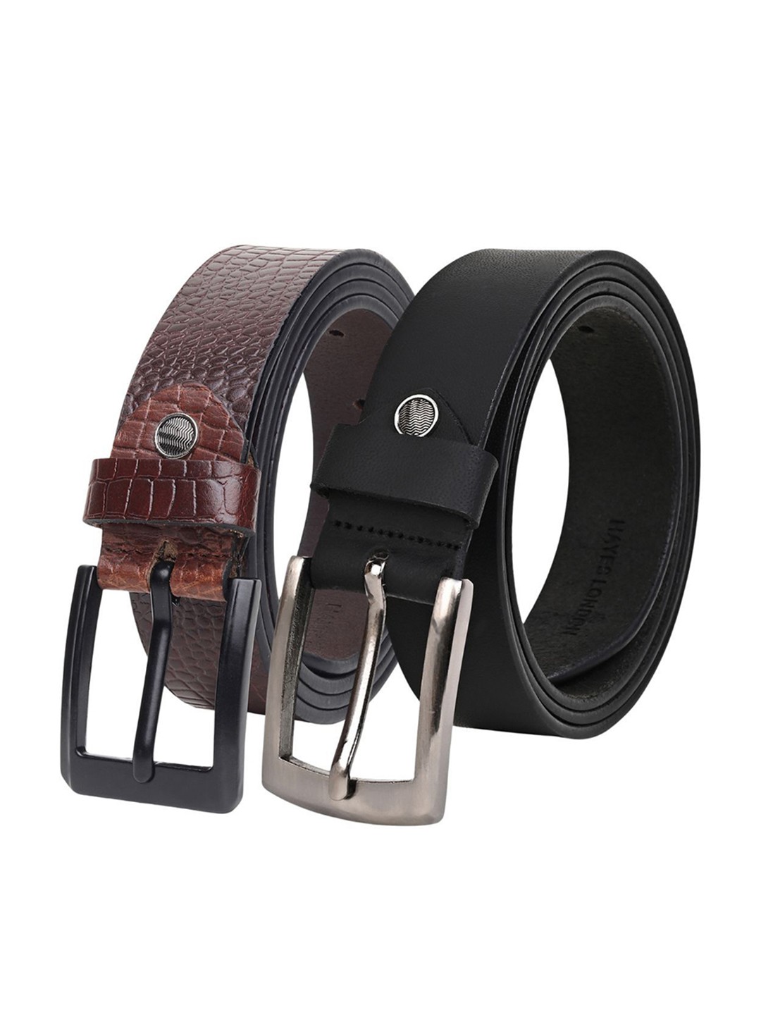 

Hayes London Men Formal Belts Combo Pack of 2 Premium Genuine Leather Belt, Brown