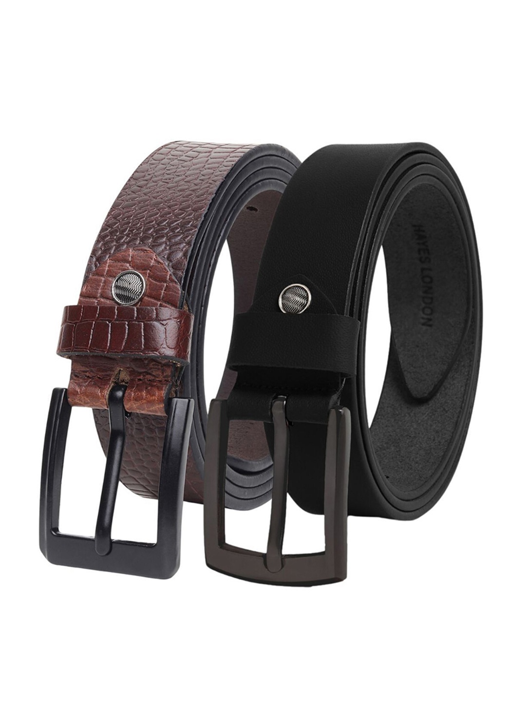 

Hayes London Men Formal Belts Combo Pack of 2 Premium Genuine Leather Belt, Brown