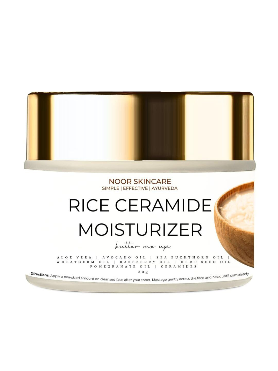 

NOOR SKINCARE Ceramide Moisturizer with Rice Extracts for Hydrated & Glowing Skin - 30 g, White