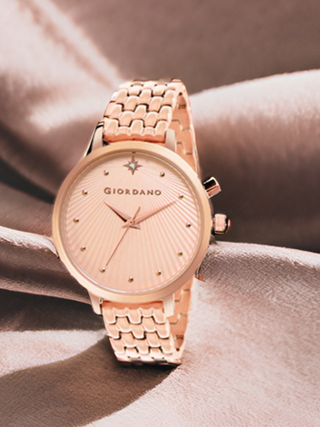 

GIORDANO Women Embellished Dial & Stainless Steel Bracelet Style Straps Analogue Watch, Rose gold