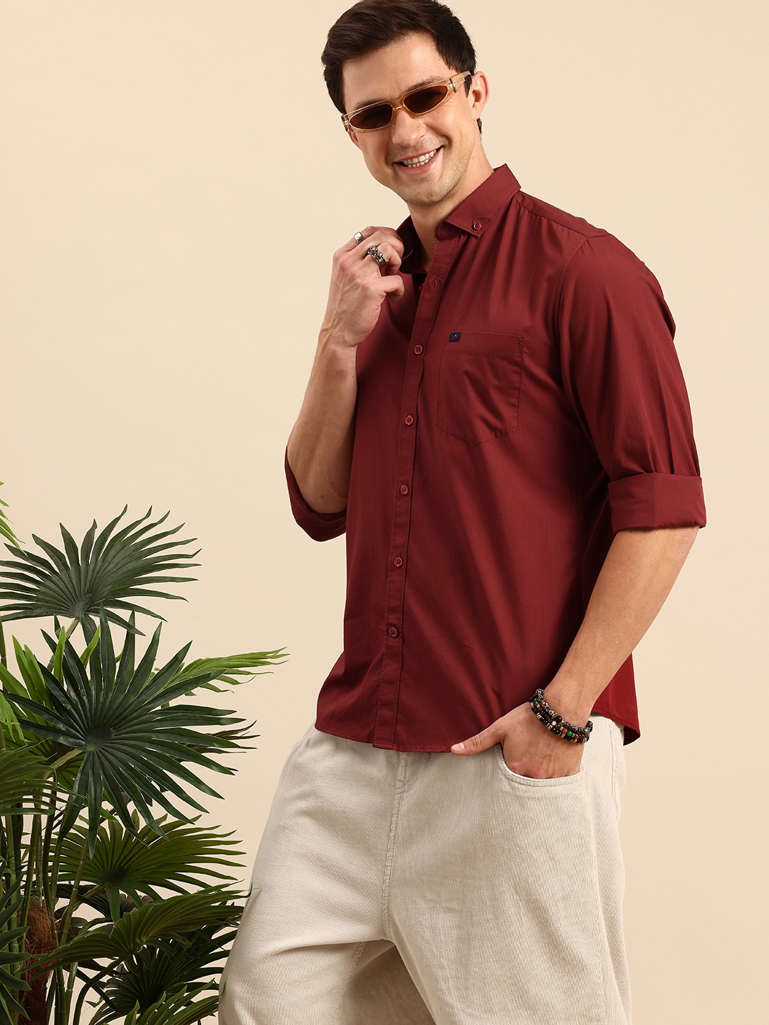 

Mast & Harbour Standard Pure Cotton Casual Shirt, Maroon