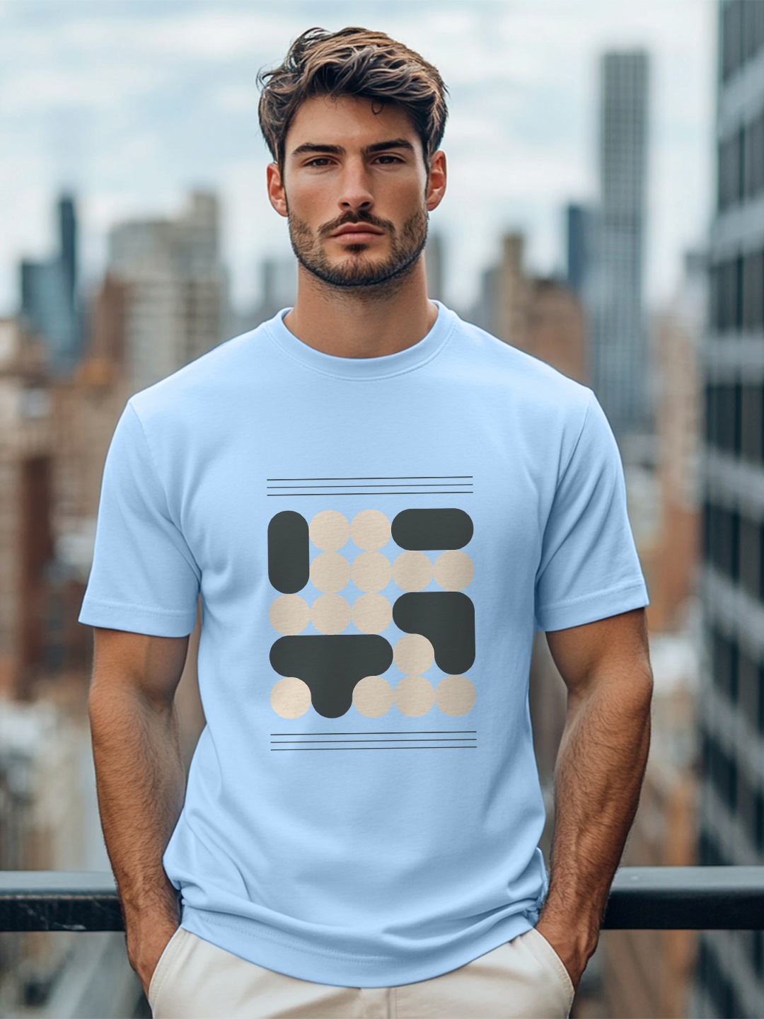 

NOBERO Men Printed T-shirt, Blue