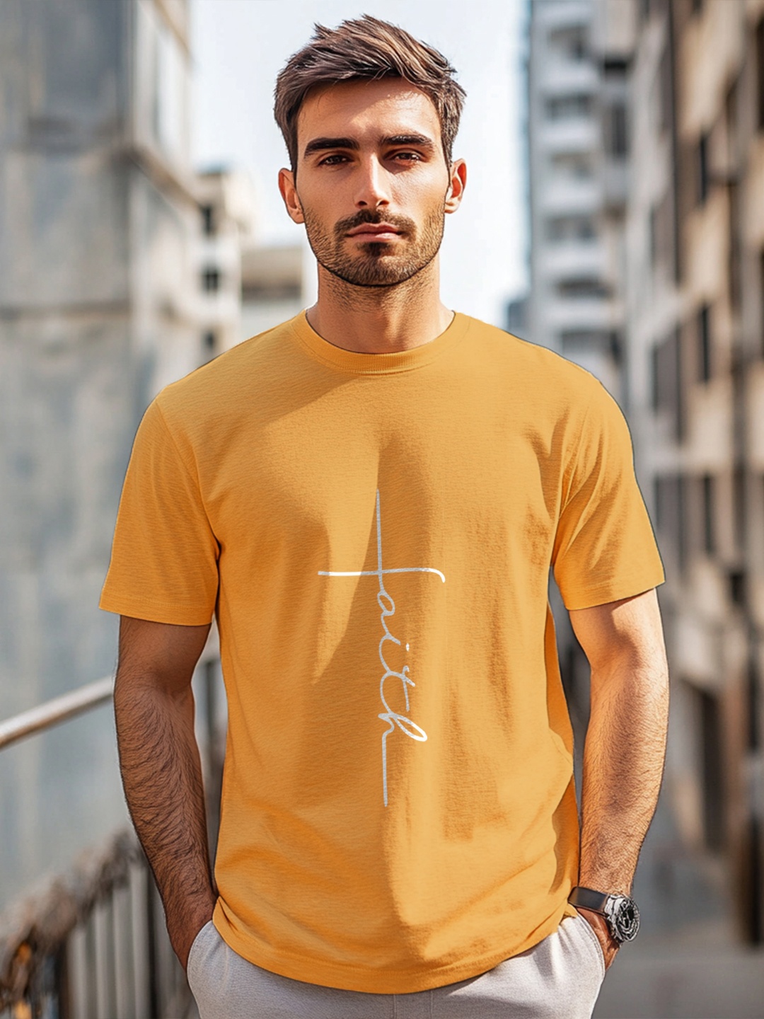 

NOBERO Men Typography Printed T-shirt, Yellow