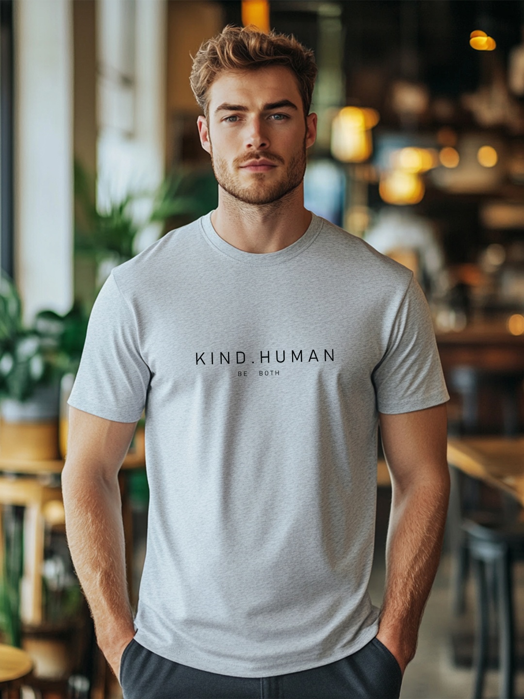 

NOBERO Men Typography Printed T-shirt, Grey