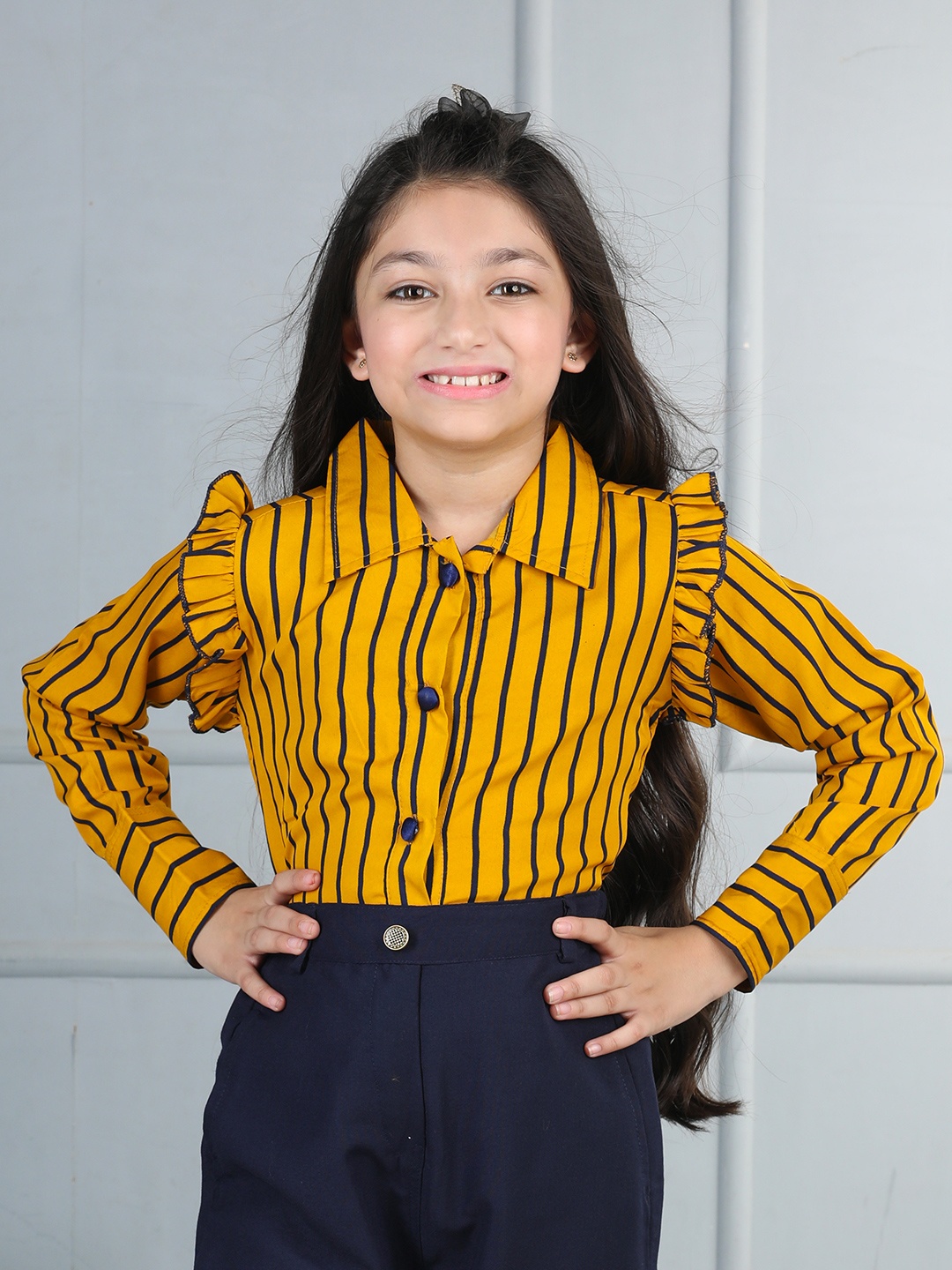 

Cutiekins Girls Striped Shirt Style Top, Mustard