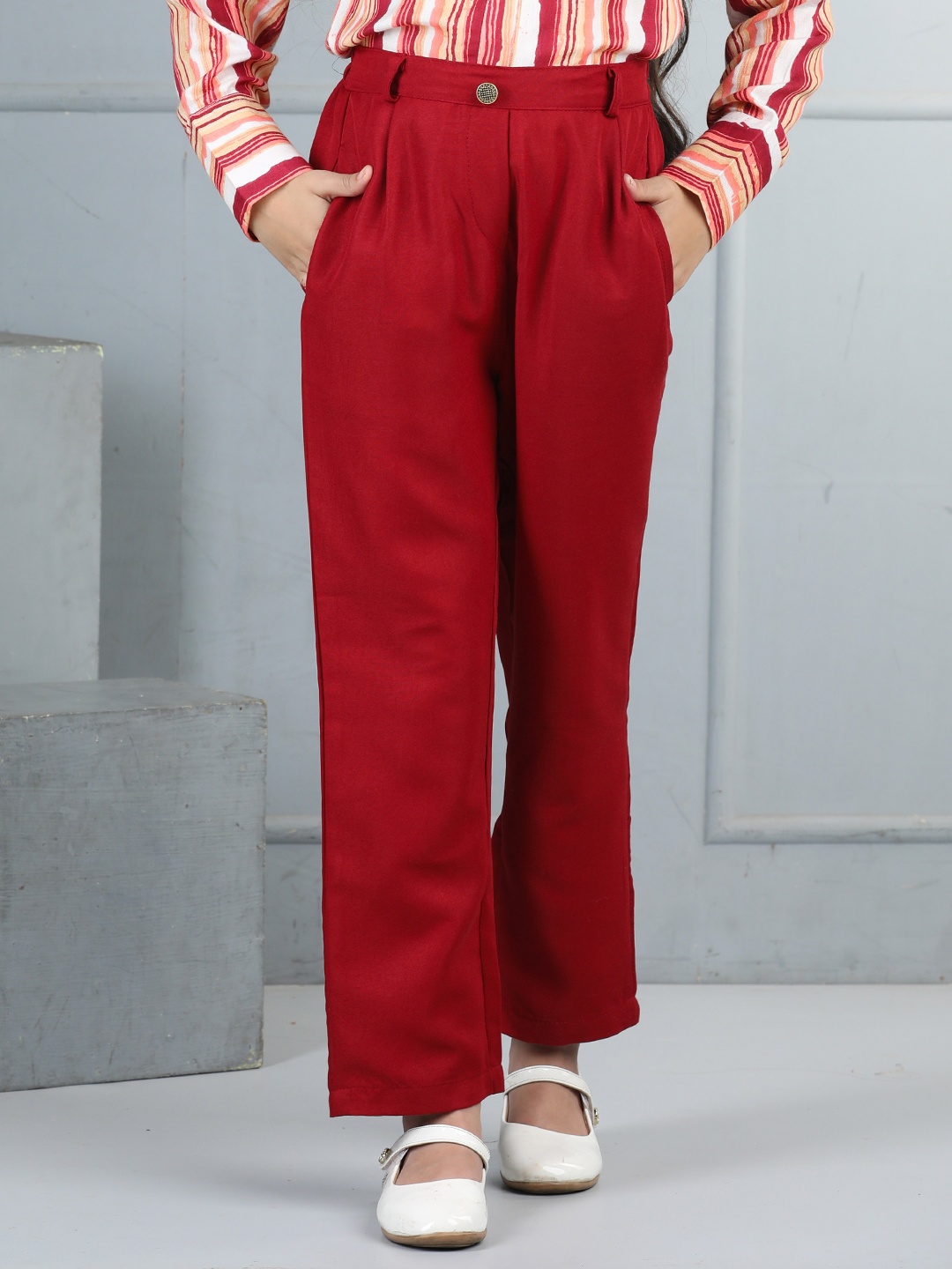 

Cutiekins Girls Regular Fit Mid-Rise Trouser, Red