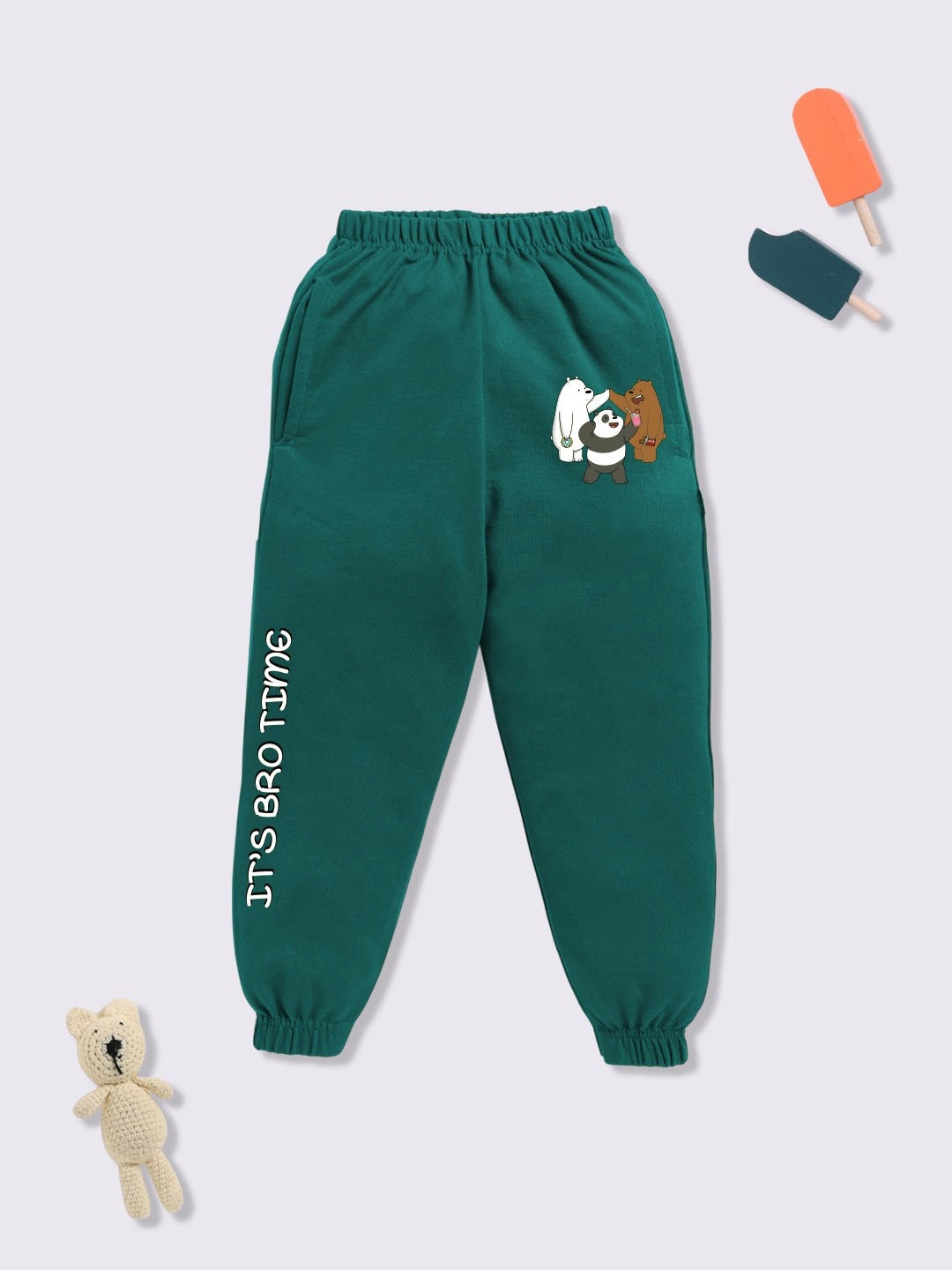 

YK X Minute Mirth Boys Graphic Printed Joggers, Green