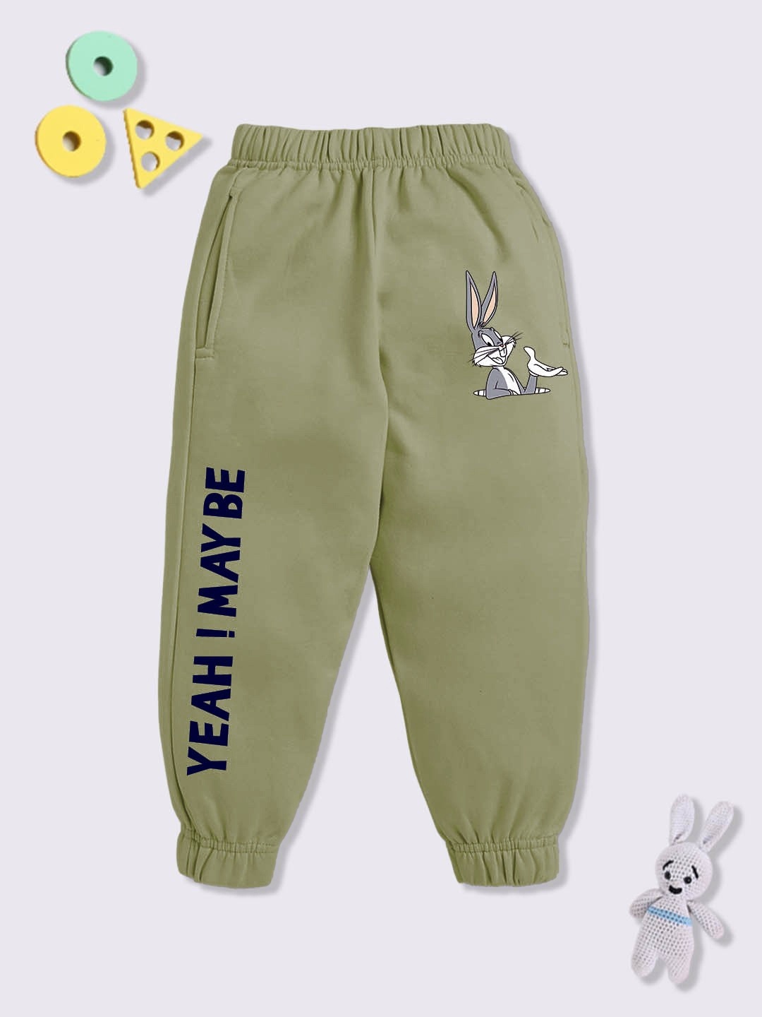 

YK X Minute Mirth Boys Graphic Printed Joggers, Olive