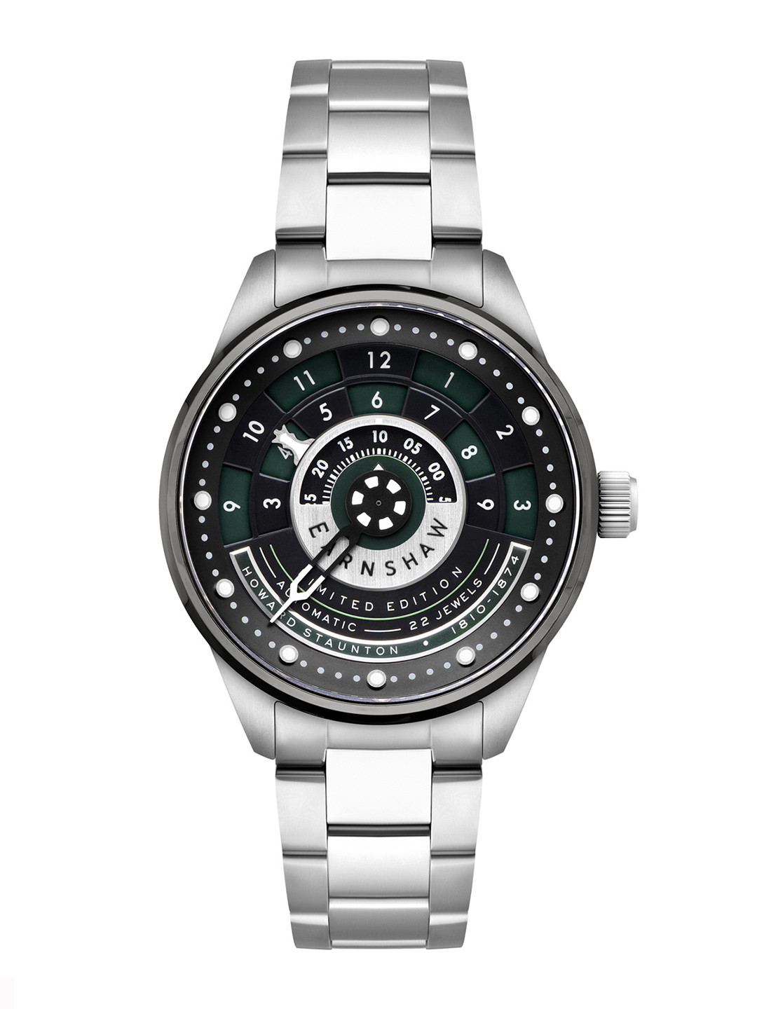 

EARNSHAW Men Brass Dial & Stainless Steel Bracelet Style Straps Analogue Automatic Motion, Green