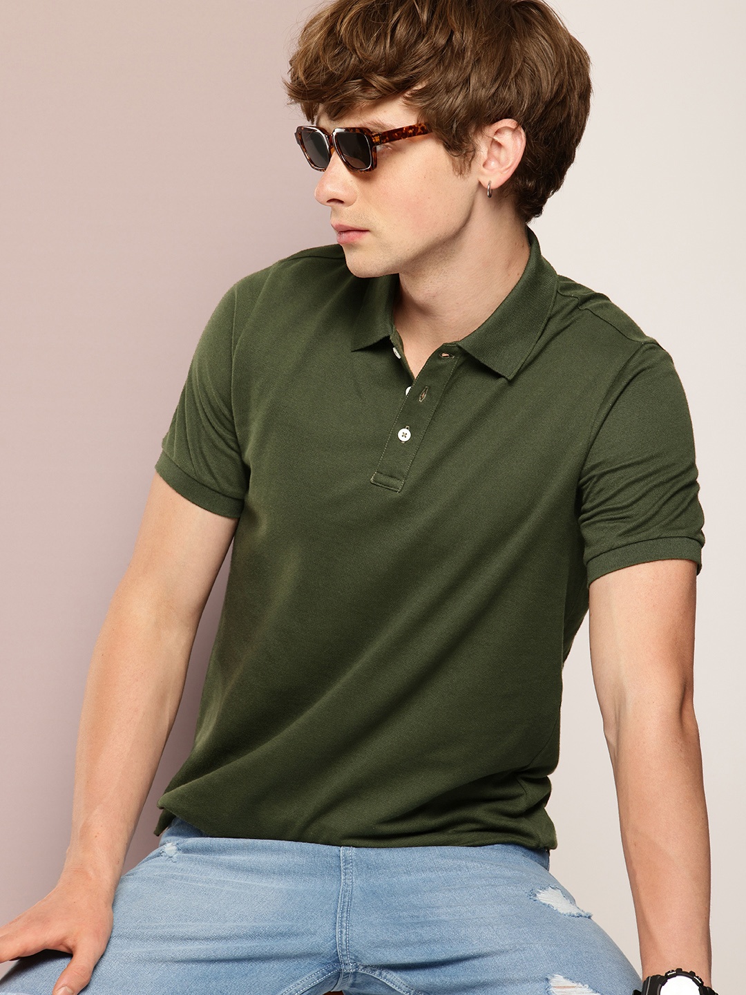 

Kook N Keech Men Polo Collar Slim Fit T-shirt, Green