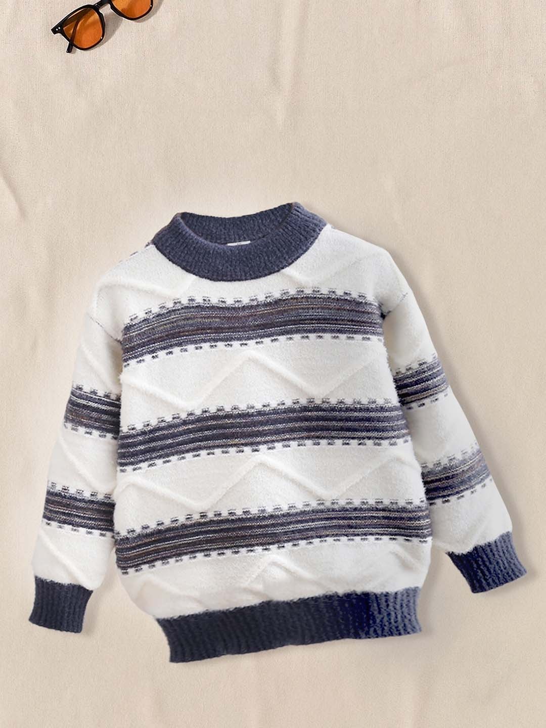 

FOREVER FRIDAY Boys Striped Round Neck Pullover, Navy blue