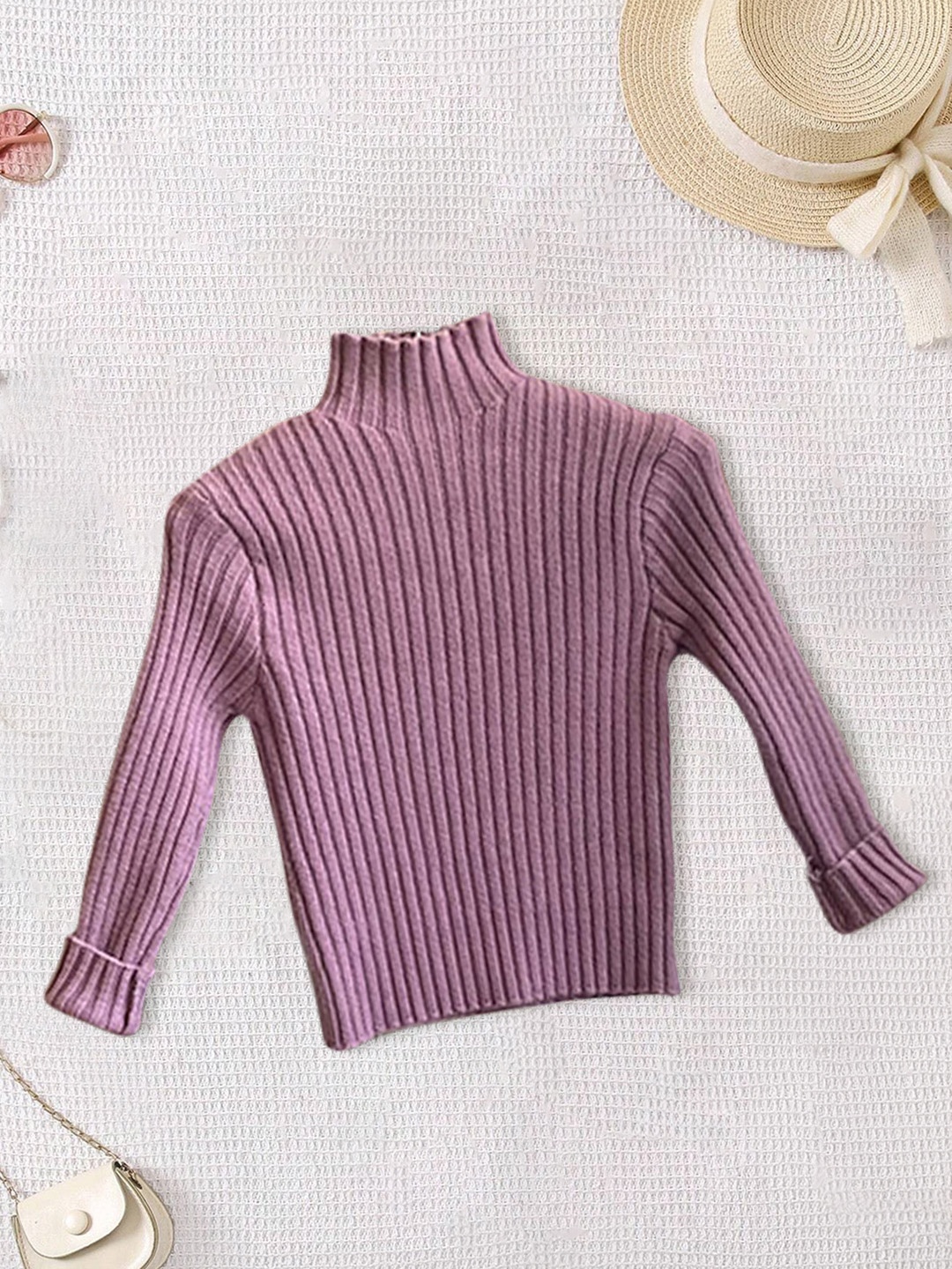 

FOREVER FRIDAY Girls Ribbed Turtle Neck Pullover, Purple