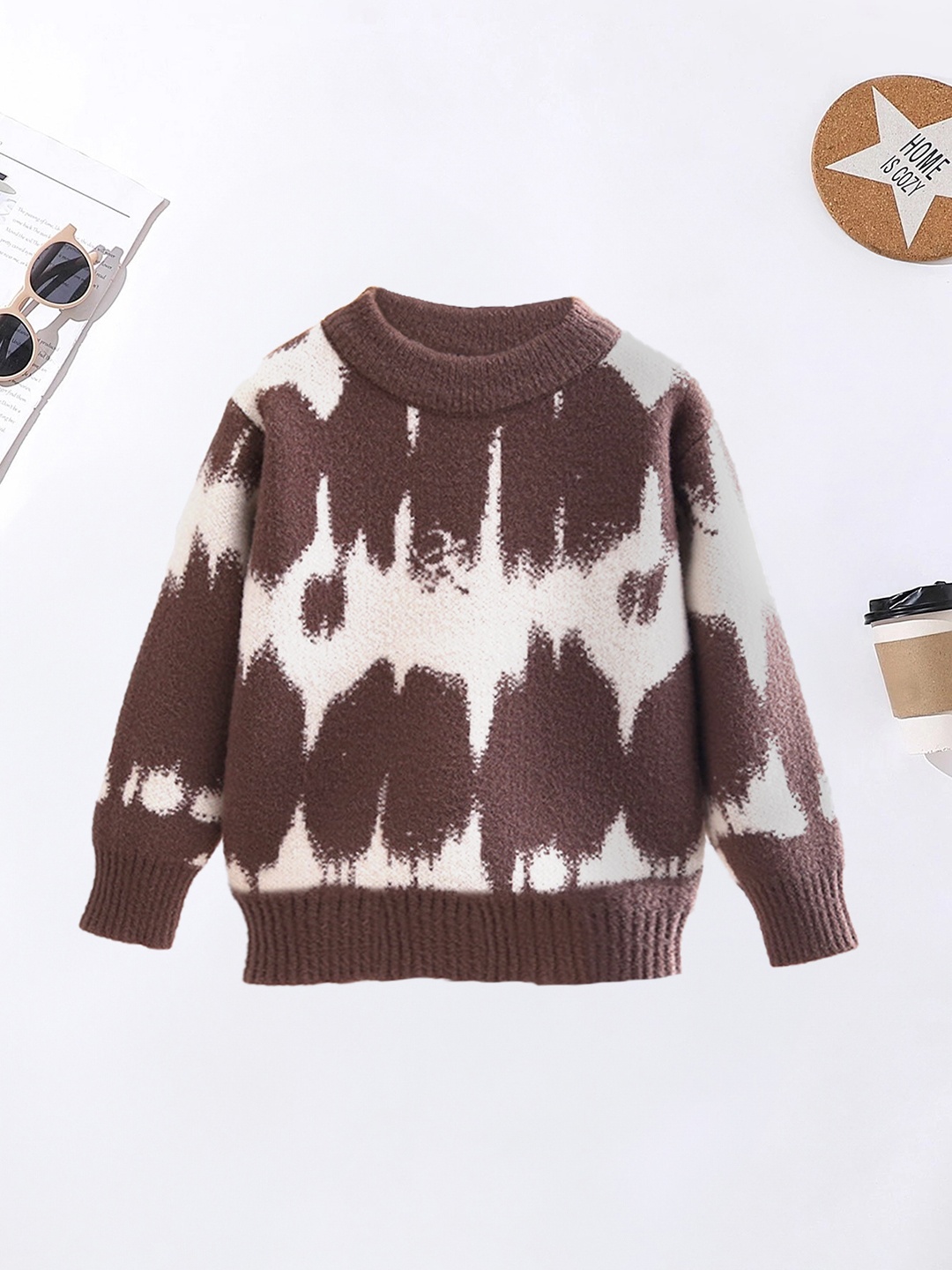 

FOREVER FRIDAY Boys Abstract Printed Pullover, Brown