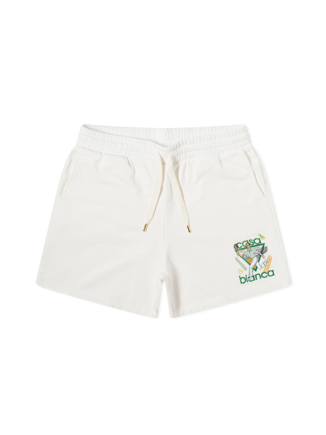 

Casablanca Mens Le Jeu Embroidered Cotton Regular Shorts, White