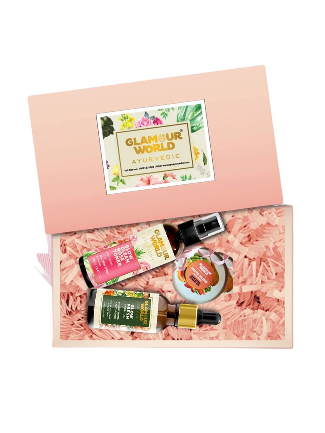 

Glamour World Ayurvedic Insta Glow Set Of 3 Face Pack- 50g-Toner - 100ml-Facial Oil - 30ml, Peach