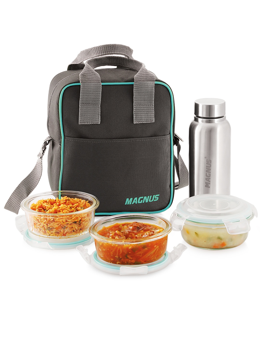 

MAGNUS Transparent Glass Dishwasher and Microwave Safe Lunch Box