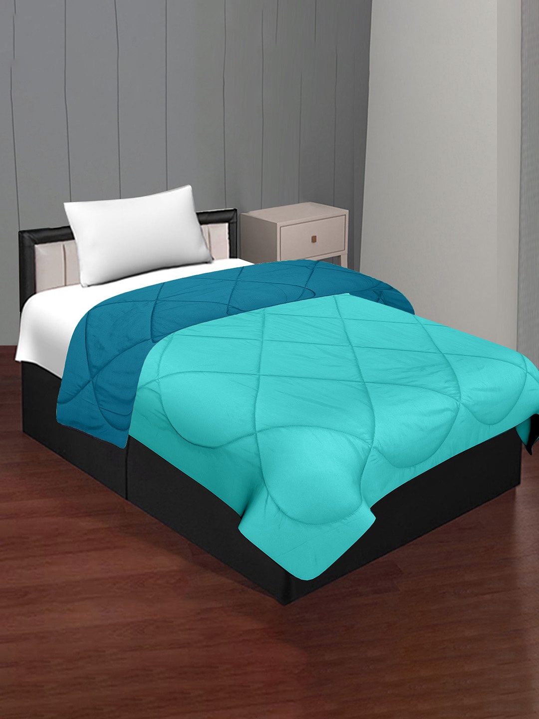 

BED-SHEET.COM Green & Blue Microfiber Mild Winter 300 GSM Single Bed Comforter