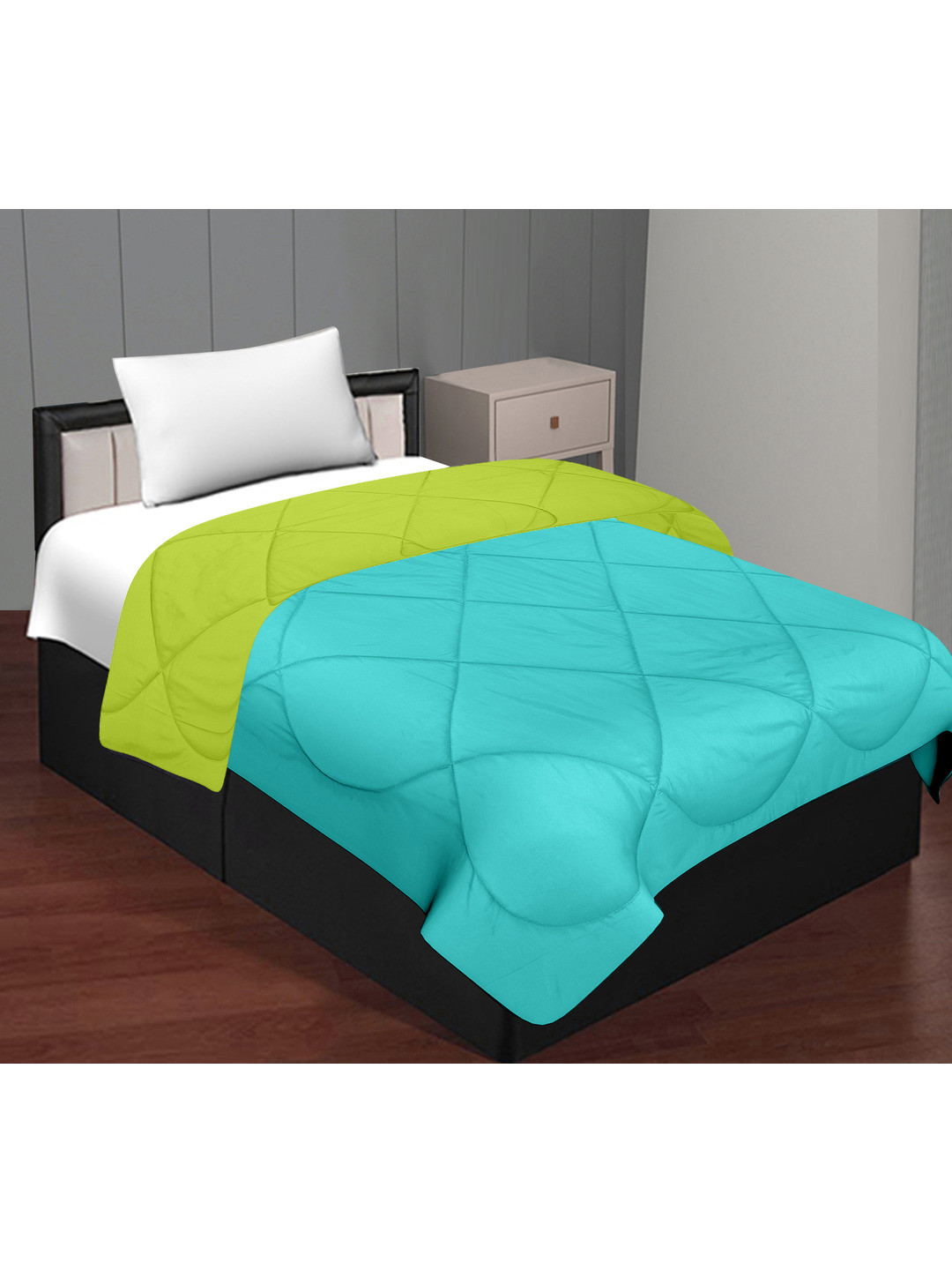 

BED-SHEET.COM Lime Green & Green Microfiber Mild Winter 300 GSM Single Bed Comforter