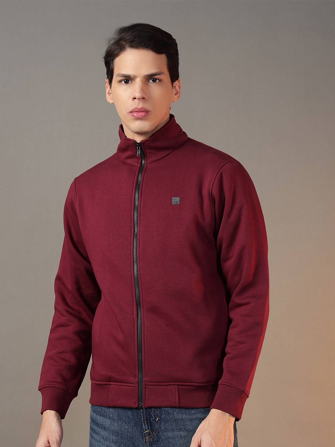 

FCK GOLD Men Front-Open Sweatshirt, Maroon