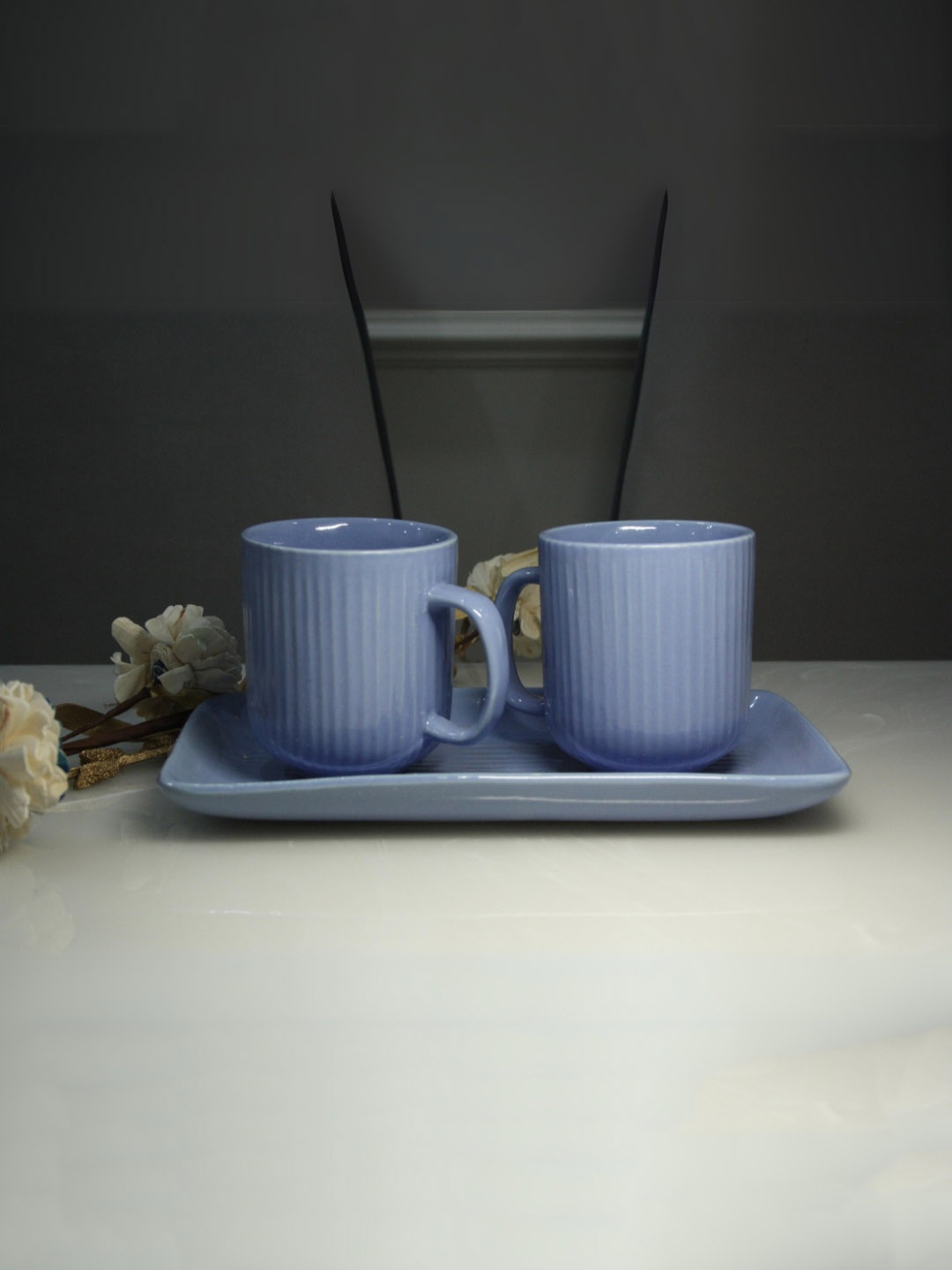 

MODEFE Blue Solid Ceramic Matte Cups Set of Cups and Mugs