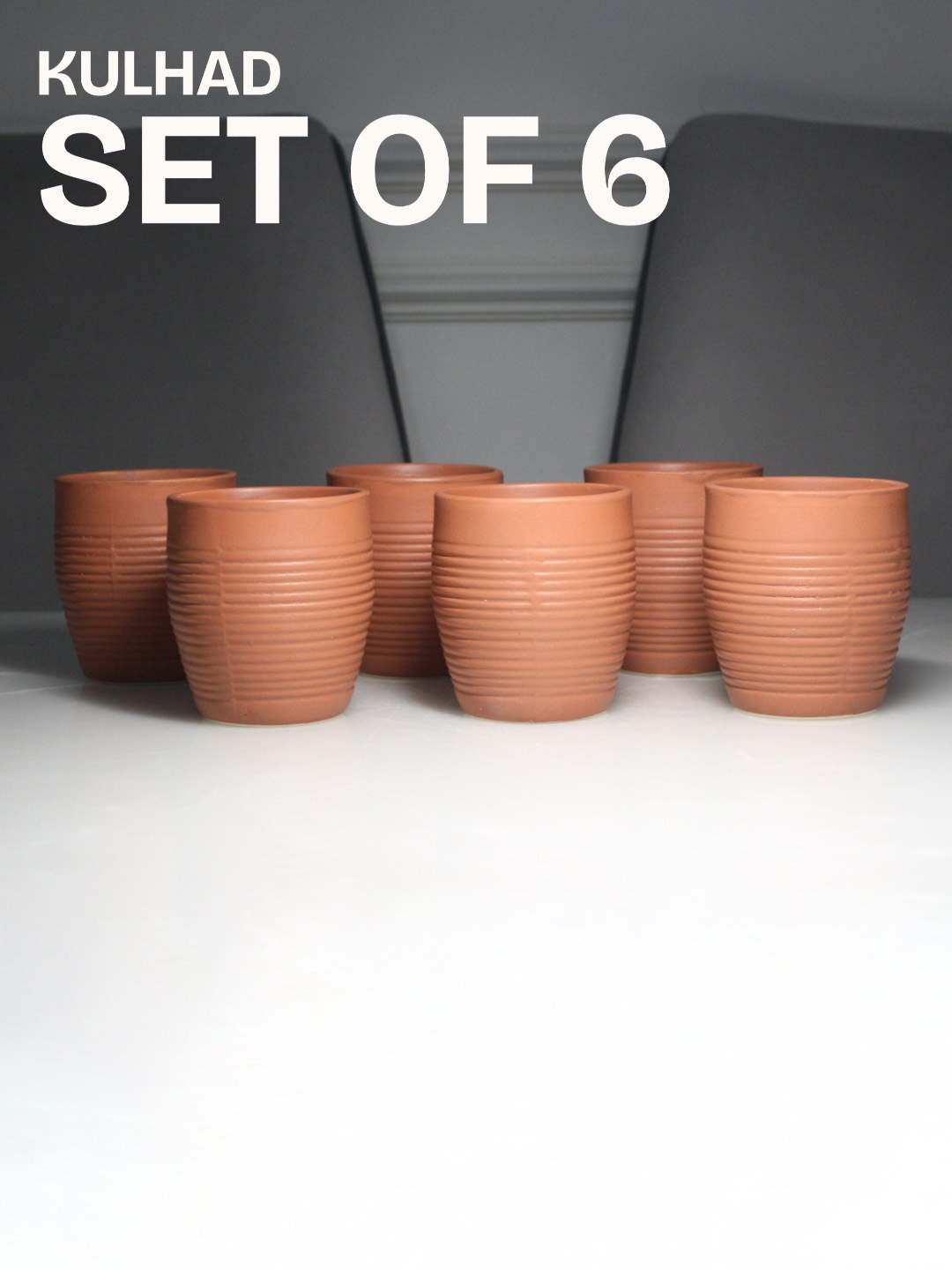 

MODEFE Brown Solid Ceramic Matte Kulladhs Set of Cups and Mugs