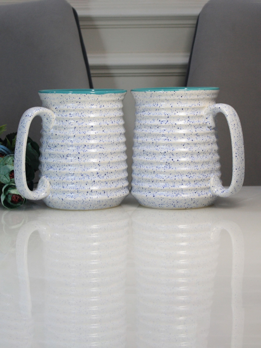 

MODEFE White Solid Ceramic Matte Mugs Set of Cups and Mugs