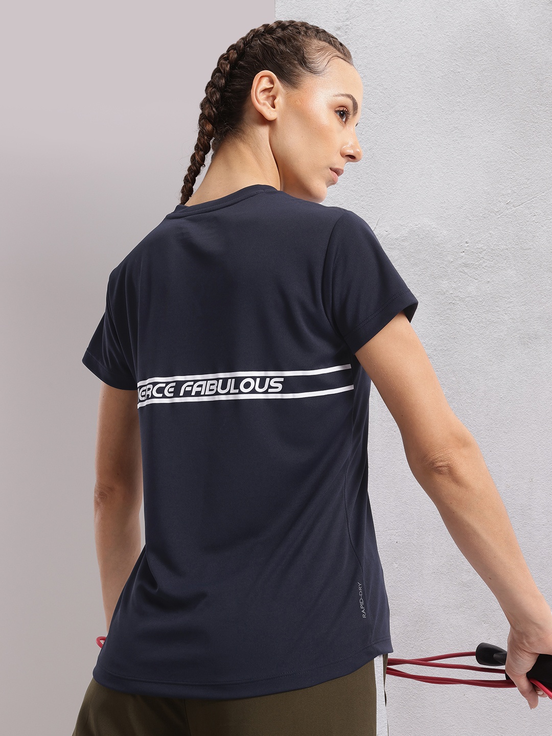 

HRX by Hrithik Roshan Printed Rapid-Dry Training T-shirt, Navy blue
