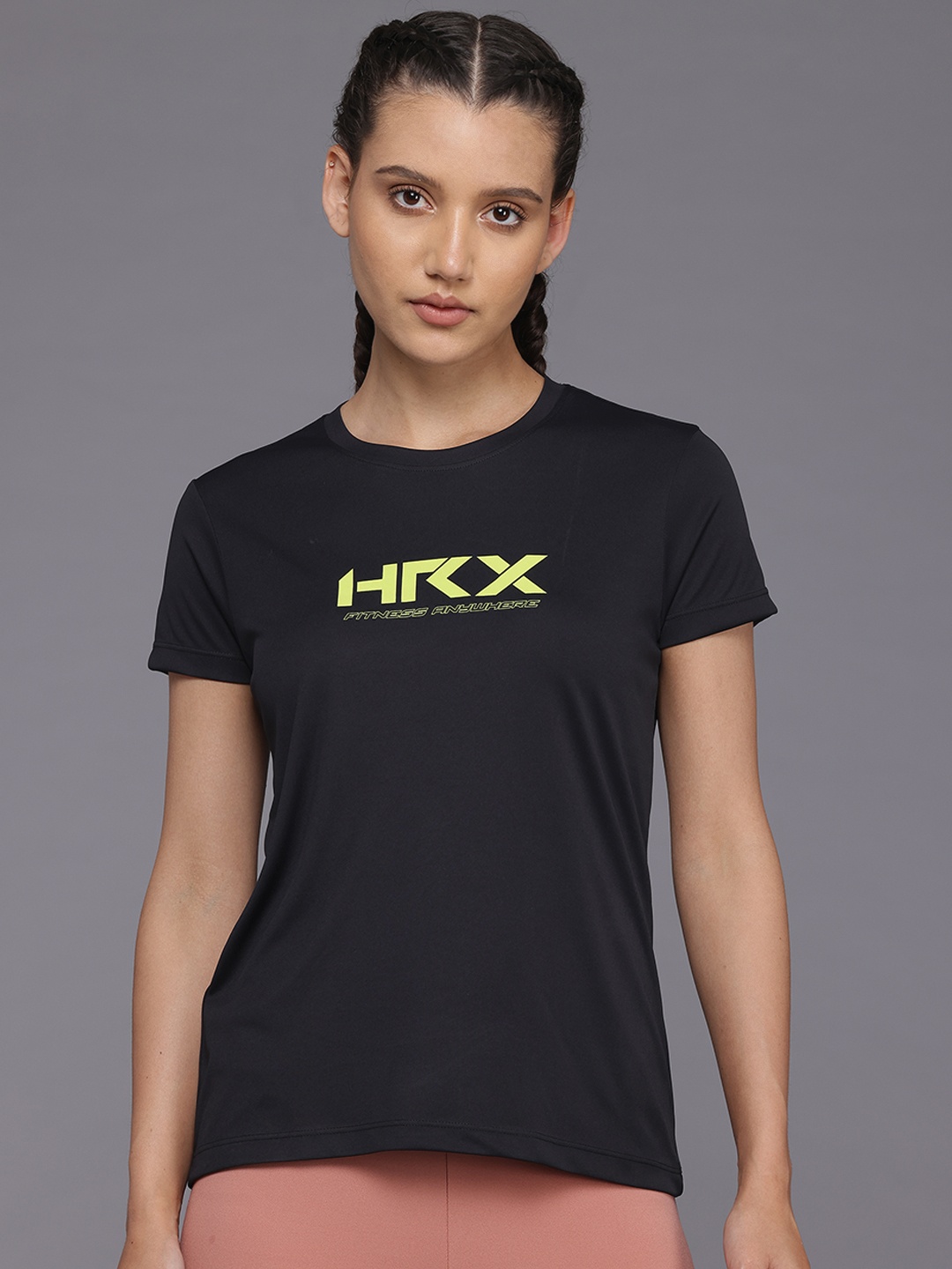 

HRX by Hrithik Roshan Printed Rapid-Dry Training T-shirt, Black