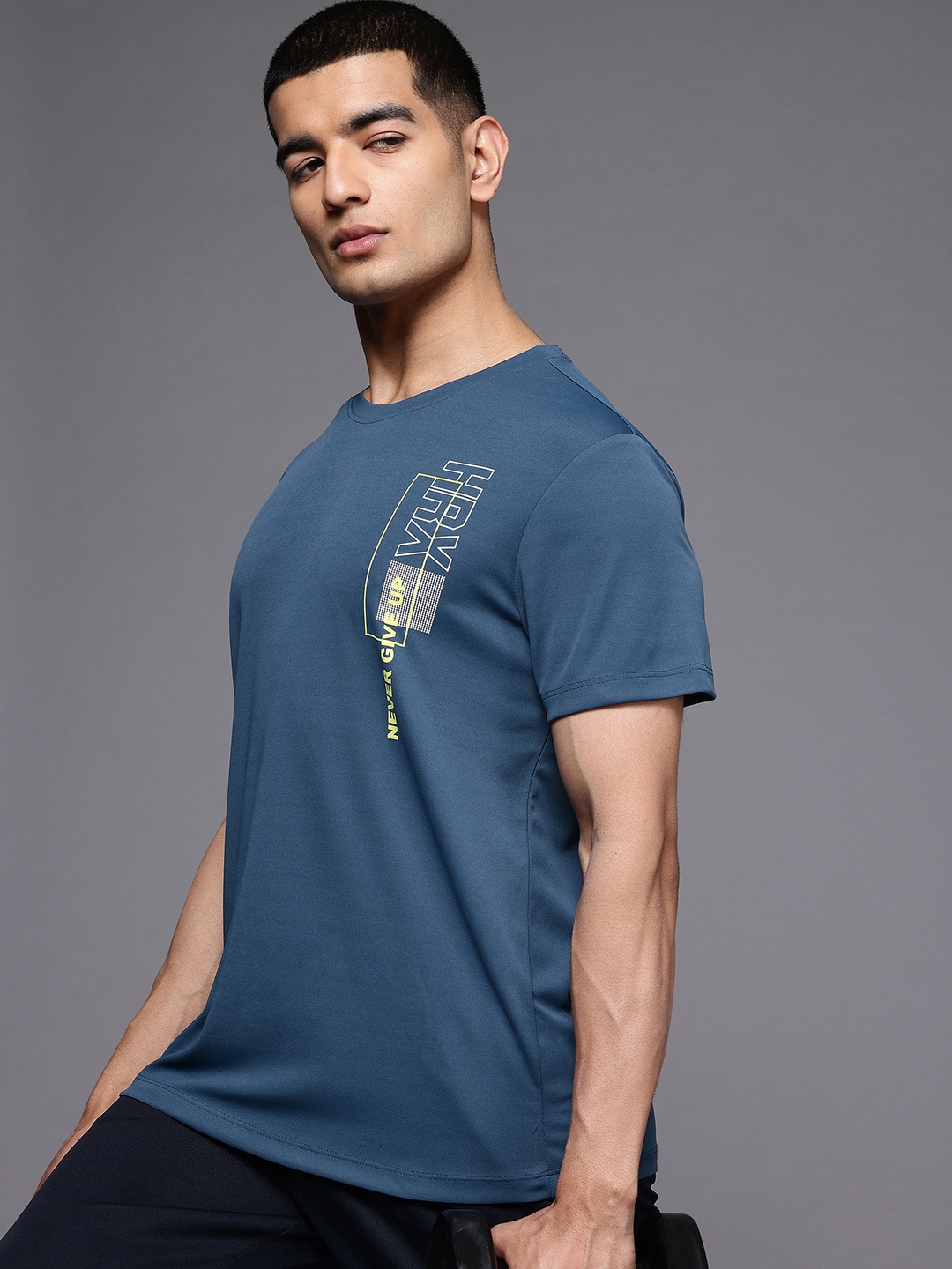 

HRX by Hrithik Roshan Round Neck Regular Fit Rapid-Dry Training T-shirt, Teal