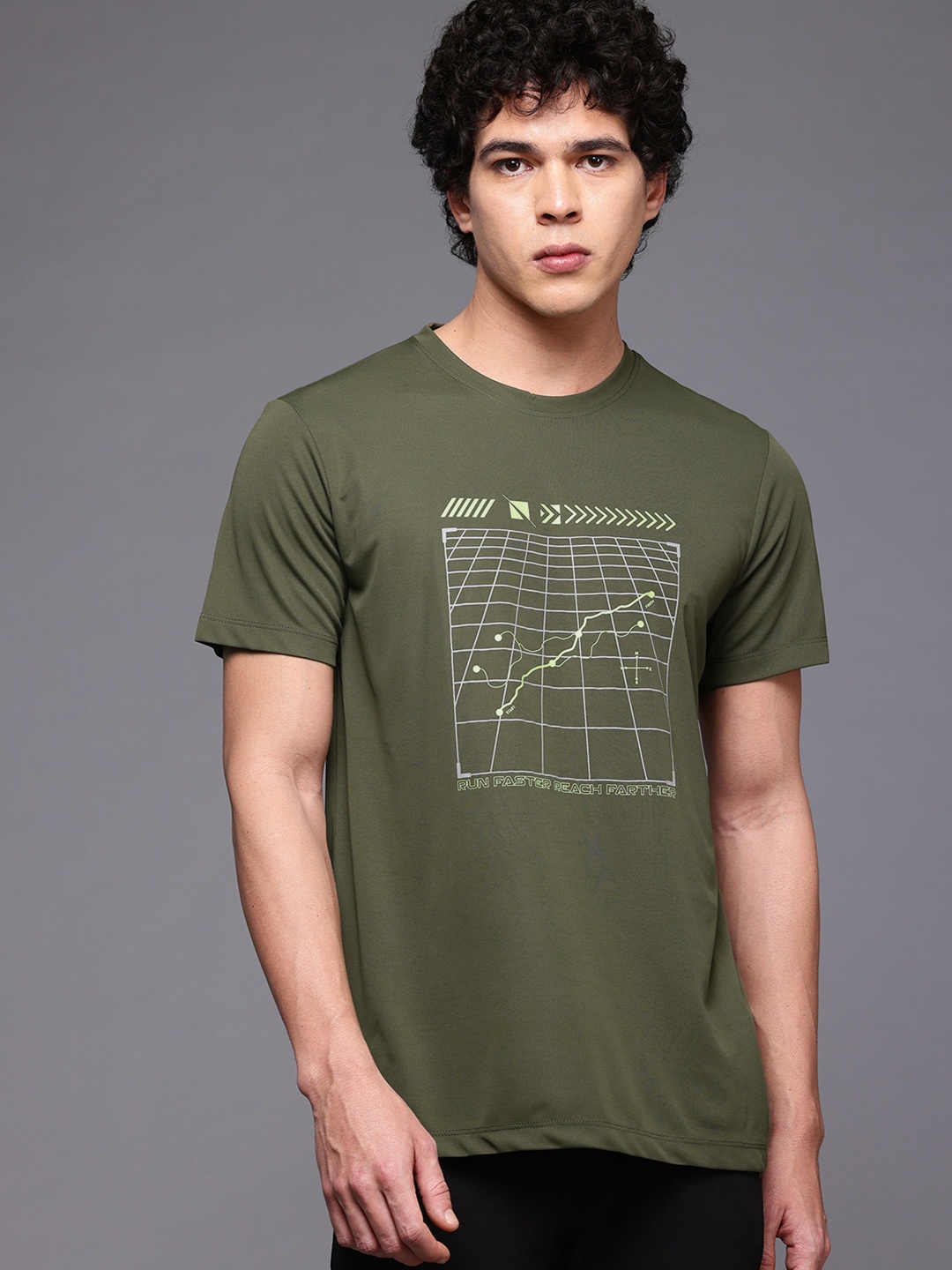 

HRX by Hrithik Roshan Men Printed Rapid-Dry Running T-shirt, Olive